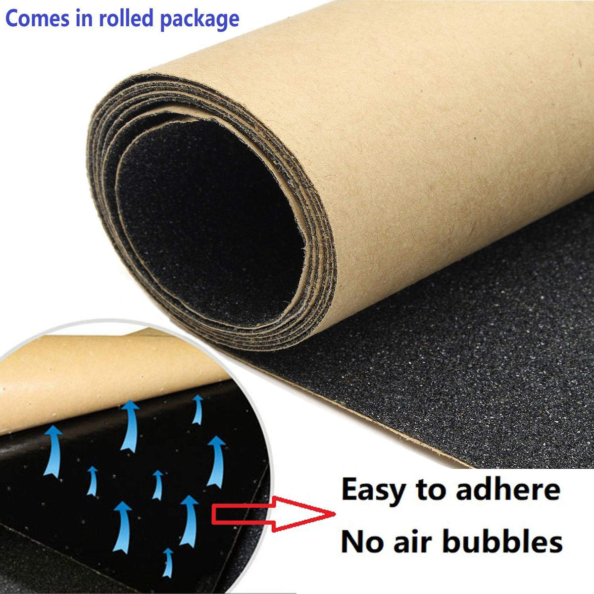 ZUEXT 10.6" x 49.2" Black Skateboard Grip Tape Sheet, 80 Grit Bubble Free Waterproof Scooter Grip Tape, Anti Slip Longboard Griptape, Sandpaper for Rollerboard Stairs Pedal Wheelchair Steps (125x27cm)