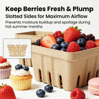 30 Pack Natural Pulp Fiber Berry Basket,Small Molded Produce Vented Basket Square