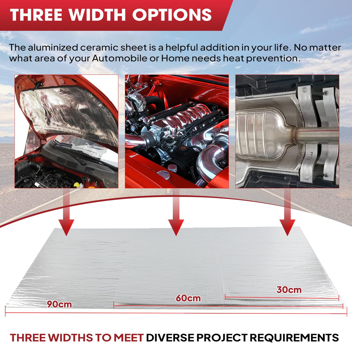 78mil Self-Adhesive 11.6" x 24" Aluminum Foil Heat Shield Mat High Temperature Insulation Heat Reflective Pad 2300℉ Ceramic Fiber Barrier Thermal Material 78mil-11.6" x 24"