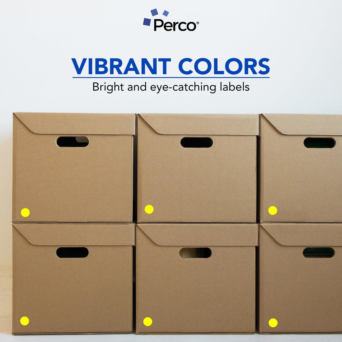 Perco Neon Yellow Perforated Round Circle Dot Sticker 1-Inch Labels — 3 Rolls, 3,000 Stickers — Price Stickers, Notes & Reminder Labels, High Visibility, Strong Adhesive—Made in USA 1 Inch