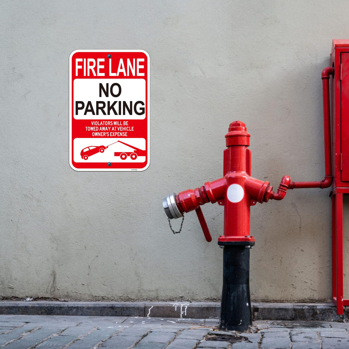 (2 Pack) Fire Lane No Parking Signs, Violators Will Be Towed Away Sign