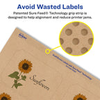 Avery® Kraft Brown Rectangle Scalloped Labels, Sure Feed® Technology, 2" x 3", 120 Kraft Brown Labels, Print-to-The-Edge, Laser/Inkjet Printable 120 labels