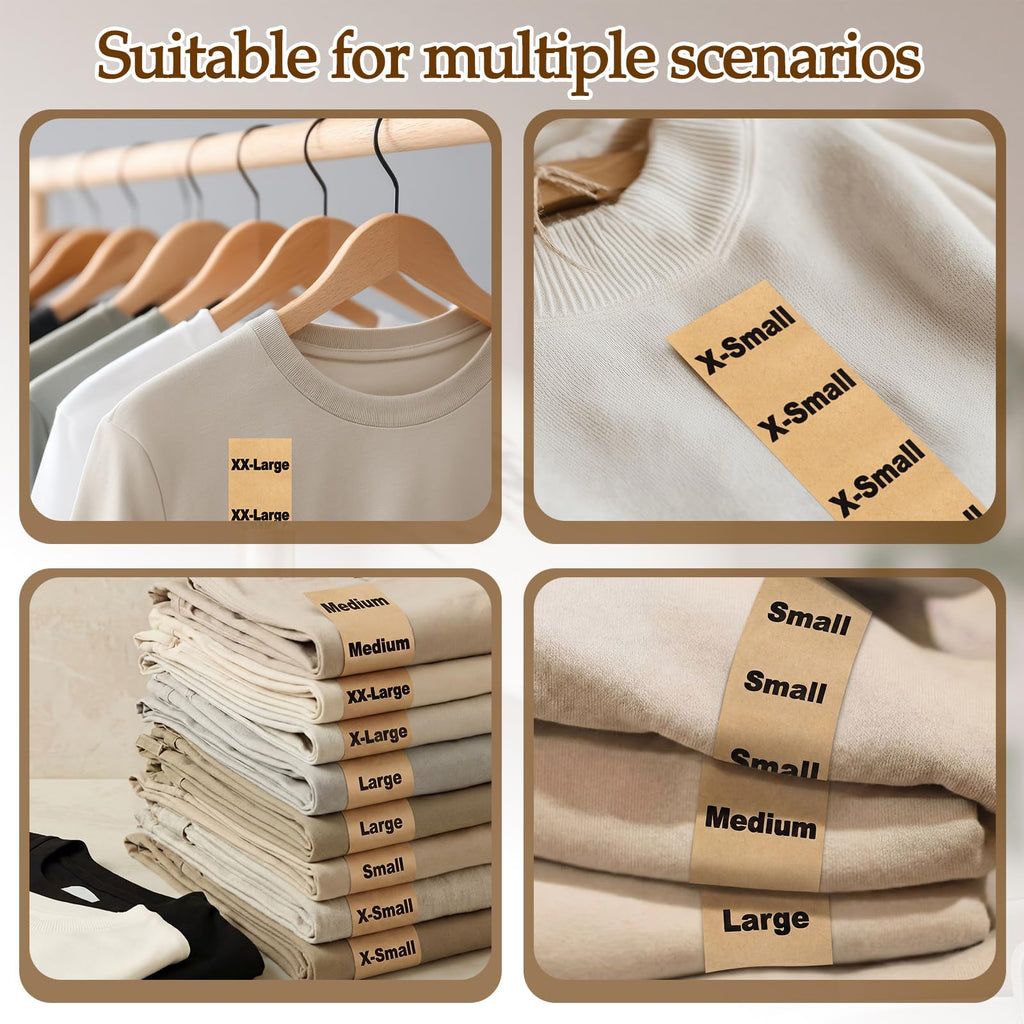 750 PCS XS-2XL Clothing Size Strip Labels