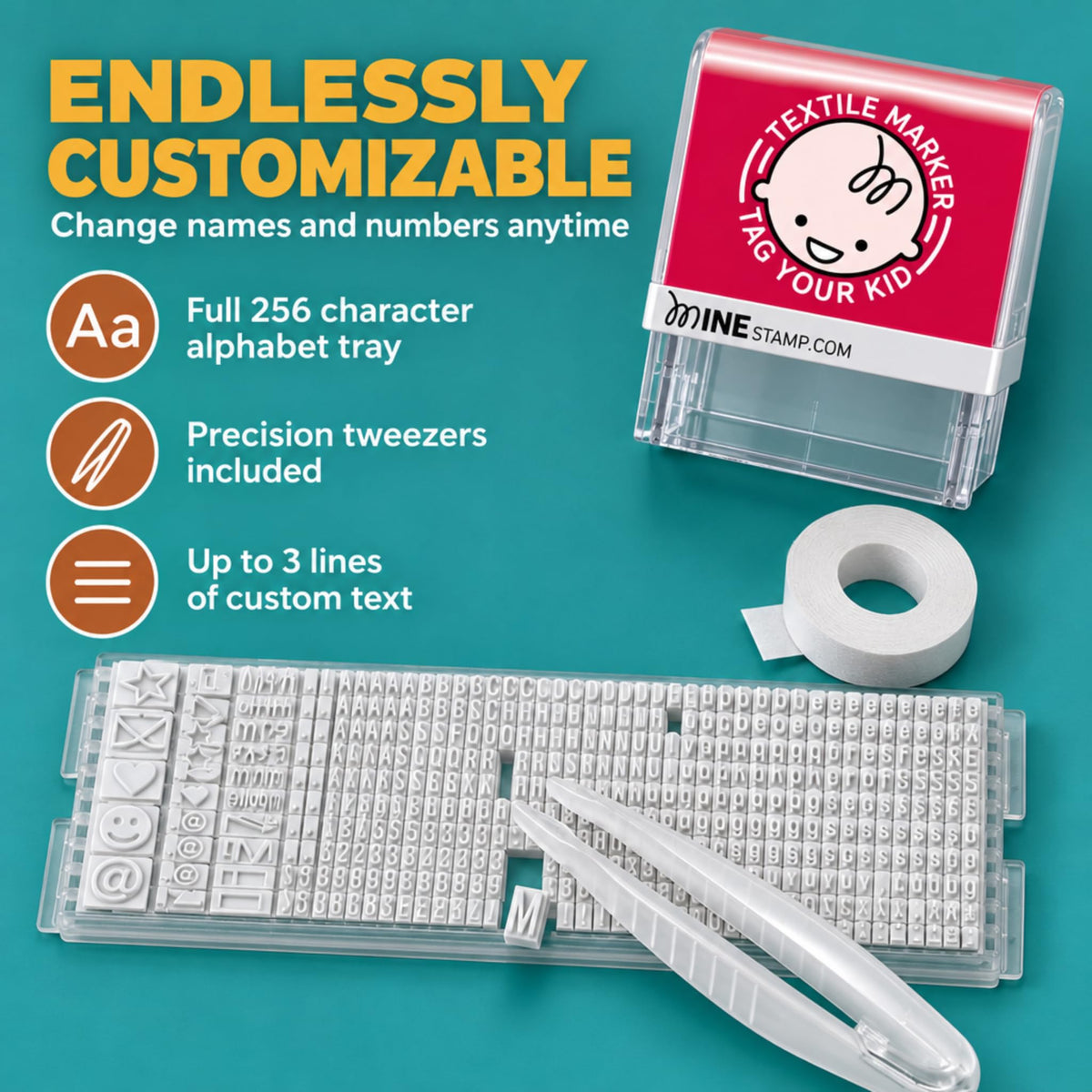 Mine Stamp/Custom Clothing and Book Marker/Rubber Stamper with Ink Cartridge/Personalized Compact Labeling Tool/Custom Name Stamp for Clothes