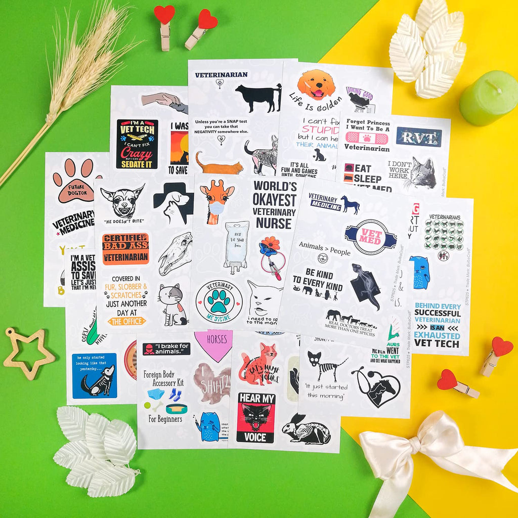 100Pcs Funny Veterinary Stickers and Laptop Decals, Vet Stickers, Veterinarian Decals, Funny Veterinary Gifts, Gifts for Women & Men White