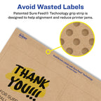 Avery® Kraft Brown Square Labels, Sure Feed® Technology, 4" x 4", 200 Kraft Brown Labels, Laser/Inkjet Printable 200 labels