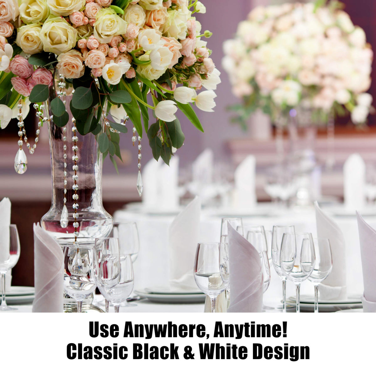 Freestanding Reserved Cards for Wedding Reception Tables, 20 Pk Black and White Design. Double-Sided 5x5.5 Table Tents Are Elegant, Versatile Event Decor for Banquet Hall, Ballroom, Party and Luncheon