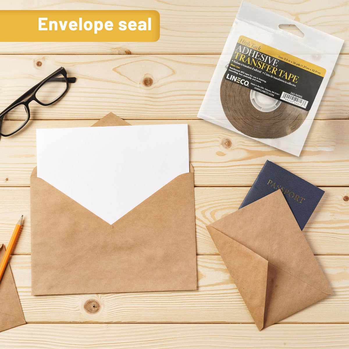 Lineco, High Tack ATG Tape, Brown 5 mil Adhesive, 1/2 in x 36 yd, Acid-Free for Framing, Picture Mounting and Box Assembly Pack of 1