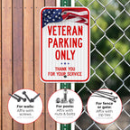 Veterans Parking Only Thank You for Your Service Sign, Aluminum 12x18 Reflective