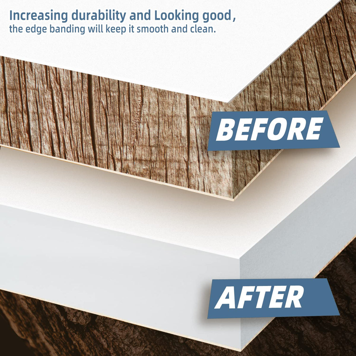 White Melamine Edge Banding, 3/4 inch x 100ft roll of Veneer Edge Banding Pre-glued, Real Wood Tape Banding for Cabinet Repair White 3/4"x 100ft