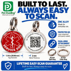 Pet Dwelling Service Dog Tag with QR Code & Medical Symbol Pink