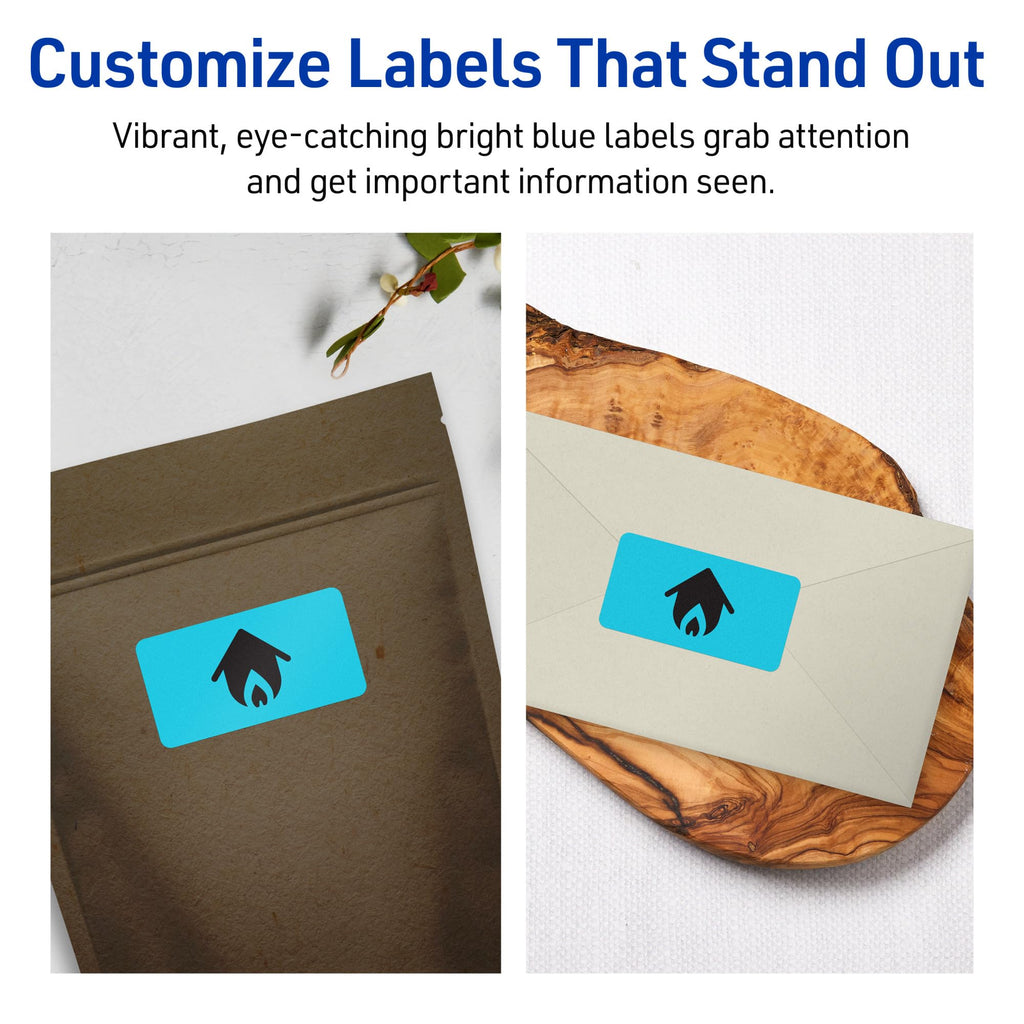 Avery Printable Rectangle Labels, Sure Feed Technology, 3/4" x 3-1/2", Bright Blue Labels, Print-to-The-Edge, Laser/Inkjet Printable, 800 Total, Great for Mailing 800 labels