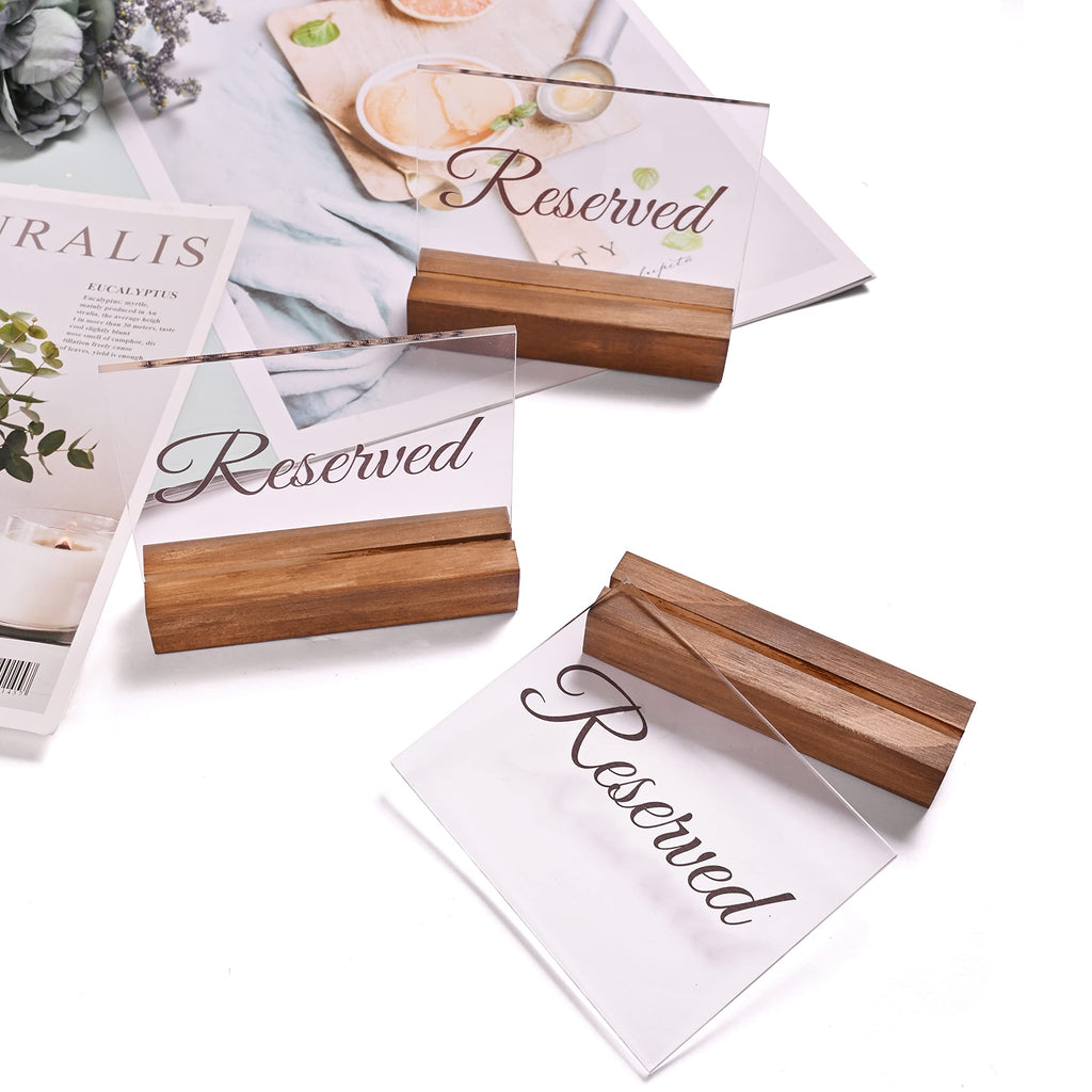 Sparkle Race Reserved Table Signs, 6-Pack Acrylic Reserved Signs for Tables Clear