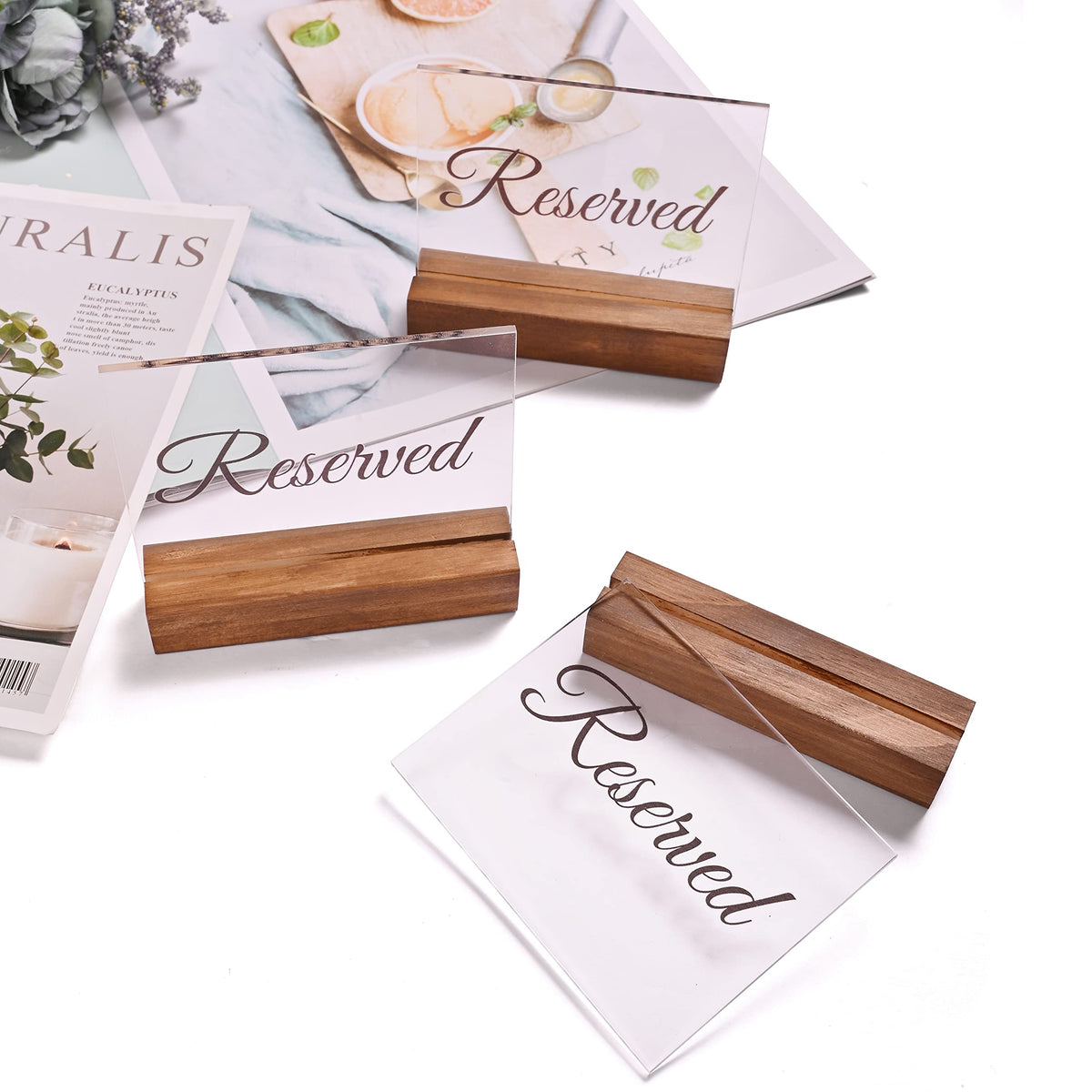 Sparkle Race Reserved Table Signs, 6-Pack Acrylic Reserved Signs for Tables Clear