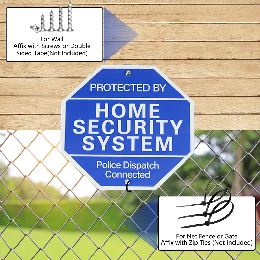 2 Pack 10" x 28" Home Security System Sign, Reflective & Rust Free Aluminum Home Security x2