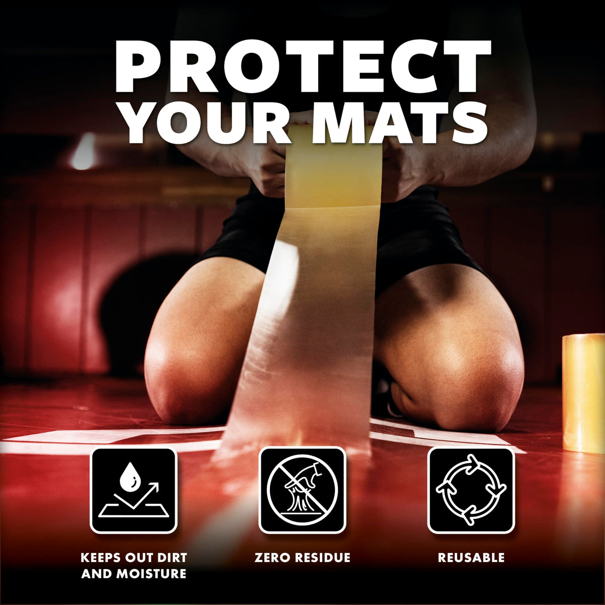 WrestlingMart Heavyweight Wrestling Mat Tape - Durable 4" Wide, 8mil Thick Clear Vinyl Wrestling Tape for Mats - Long-Term Application, Maximum Strength, Tear-Resistant & Reusable - 84' Long (1 Roll) 1.0