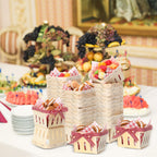 Vesici 61 Pcs Pint Wood Berry Basket & Wax Paper, Ribbon, Plaid, Red