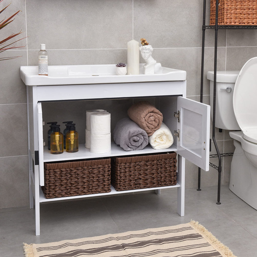 GRANNY SAYS Bundle of 2-Pack Wicker Baskets & 2-Pack Wicker Shelf Baskets