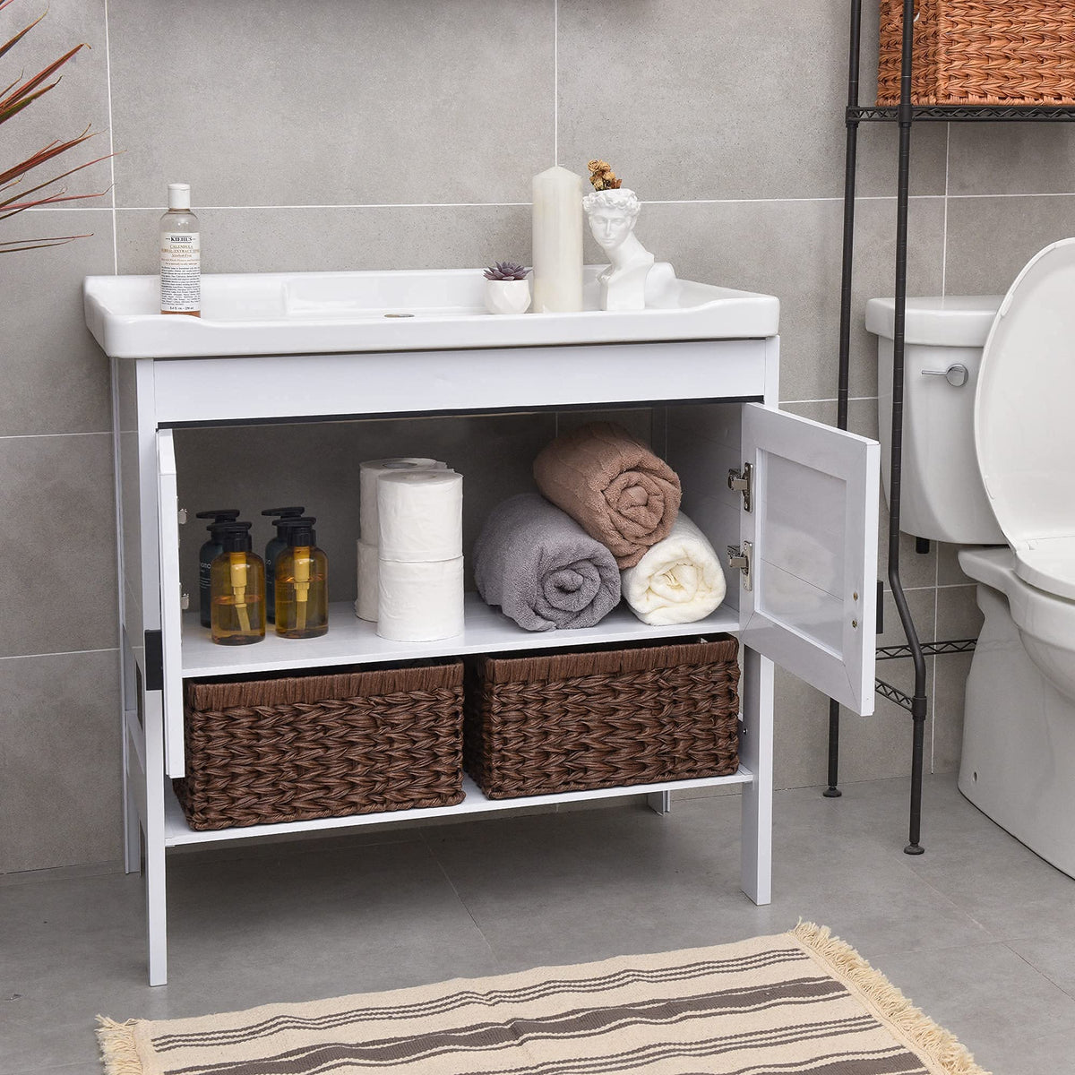 GRANNY SAYS Bundle of 2-Pack Wicker Baskets & 2-Pack Wicker Shelf Baskets
