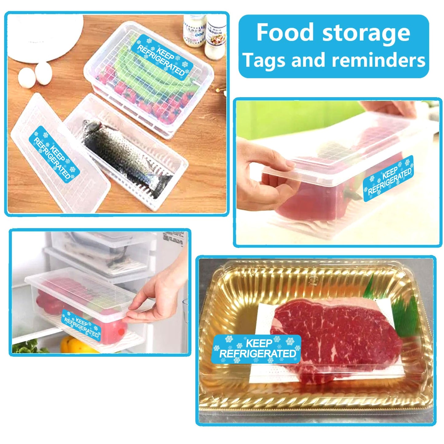 wootile Rectangle Keep Refrigerated Stickers Waterproof Shipping Labels 0.5 X 1.5 Inch Fluorescent Blue Keep REFRIGERATED/Cold Food Packaging Warning Label 500 Adhesive Labels for Pharmacy,Drug Store o.5 X 1.5