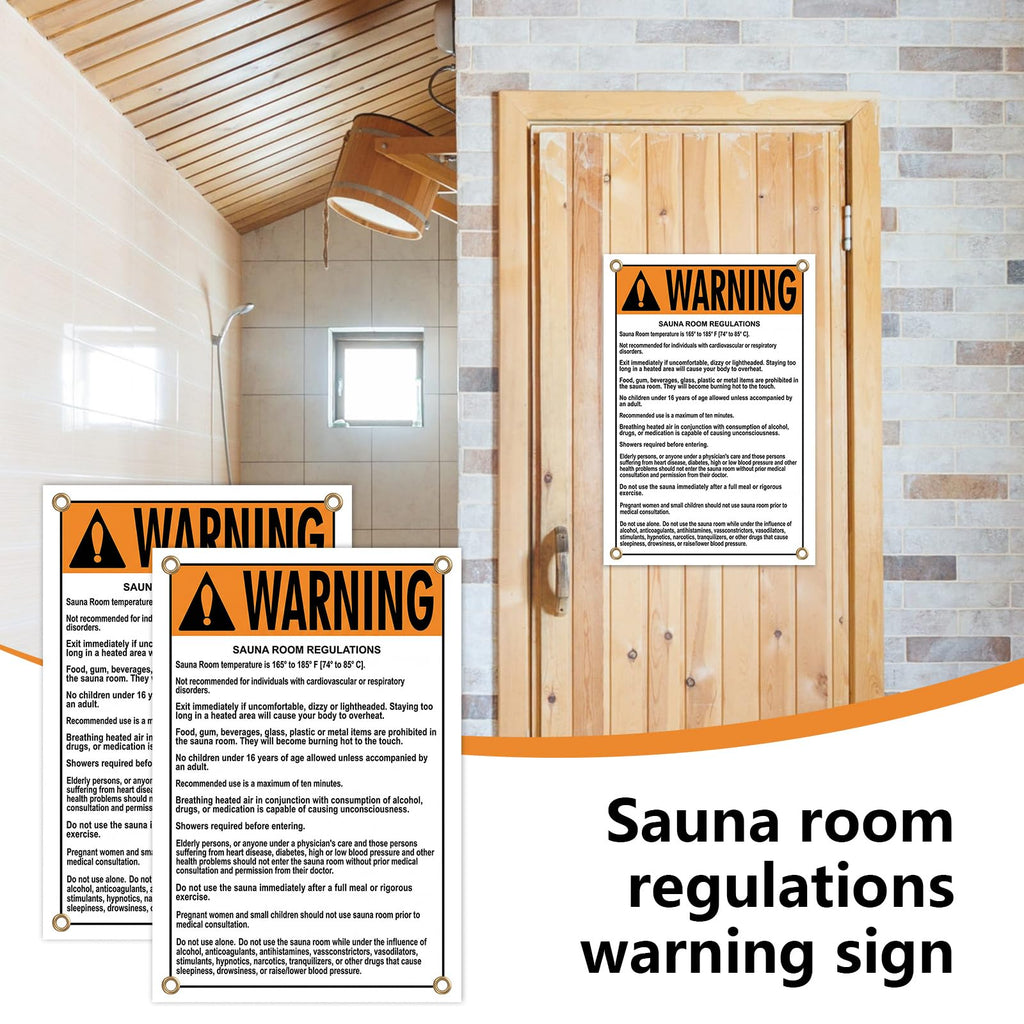 2 Pack Sauna Room Regulations Warning Signs