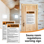 2 Pack Sauna Room Regulations Warning Signs