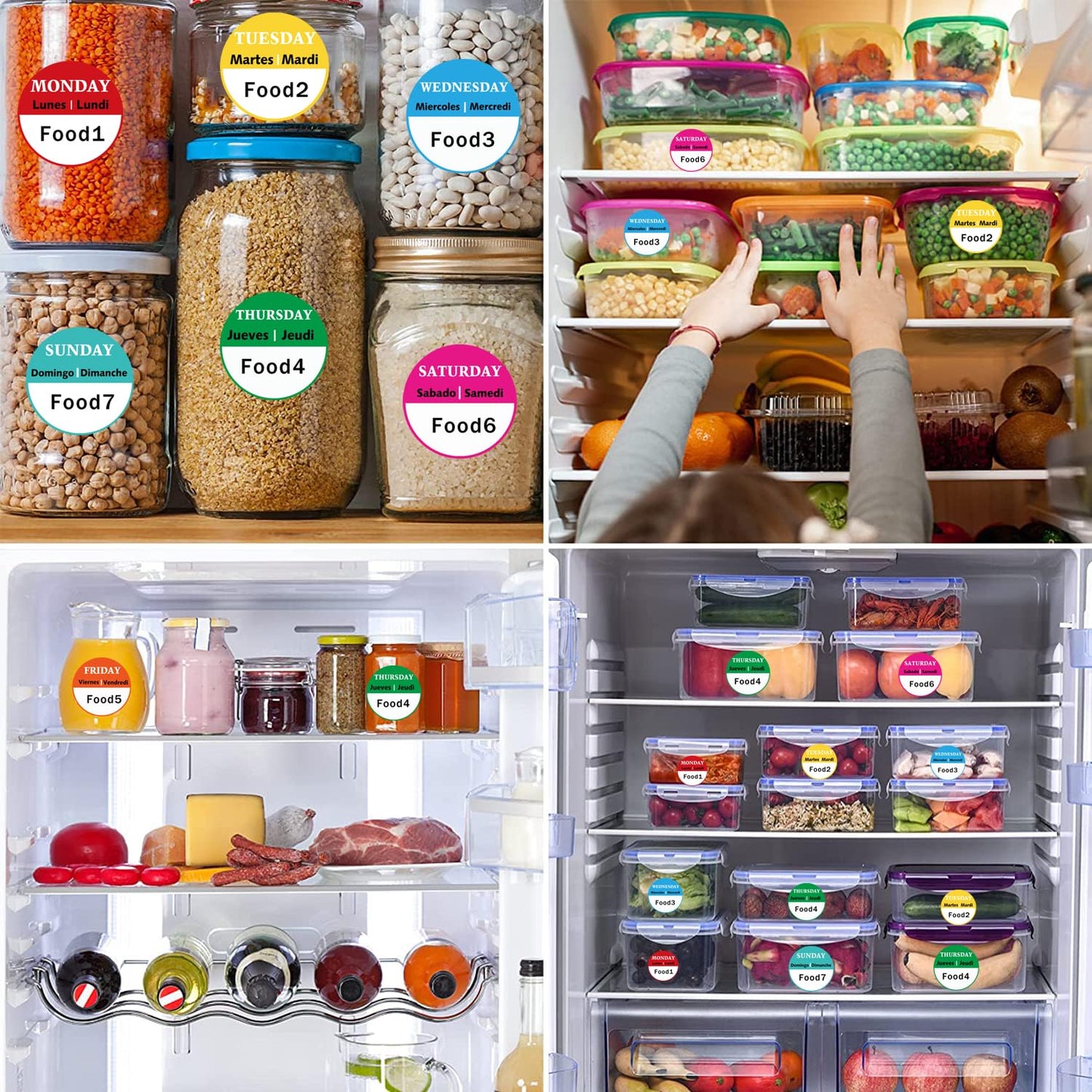 Day of The Week Labels 1050pcs Removable 7 Day Cycle Tab Weekly Self-Adhesive Mon,Tue,Wed,Thurs,Fri,Sat,Sun Day Dots Stickers for Daily Inventory Management,Food,Restaurant （1 inch） (1) 1