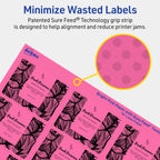 Avery Printable Rectangle Labels, Sure Feed Technology, 2" x 2-5/8", Bright Pink Labels, Laser/Inkjet Printable, 300 Total, Great for Mailing 300 labels