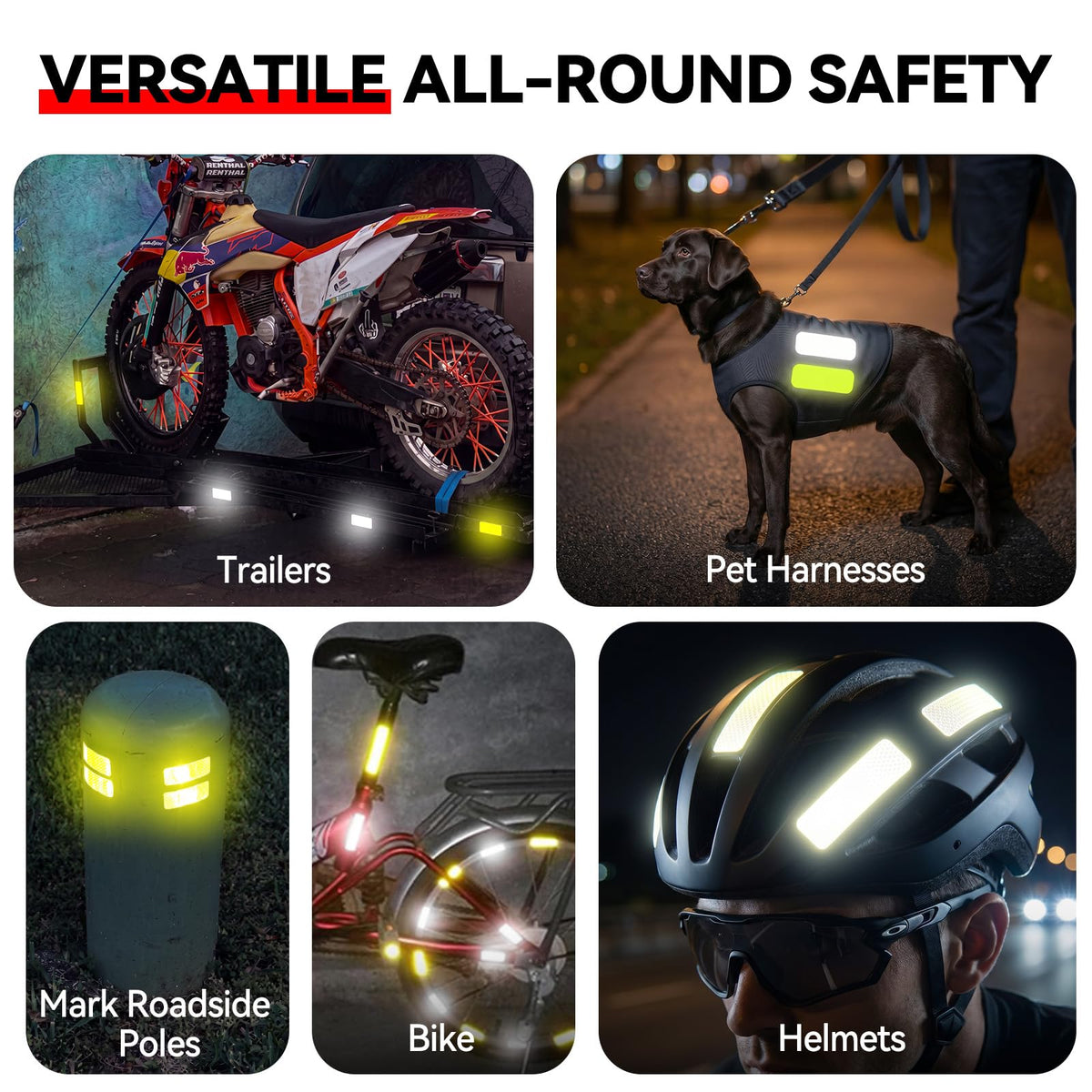 PHIXBEAR Premium Reflective Stickers, Super‑Bright & Waterproof, 16-Pack