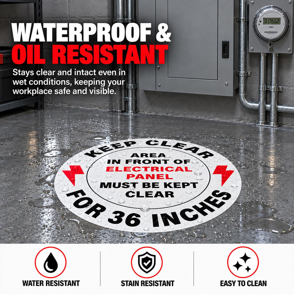 5 Pack 17" Keep Electrical Panel Clear Anti-Slip Floor Stickers