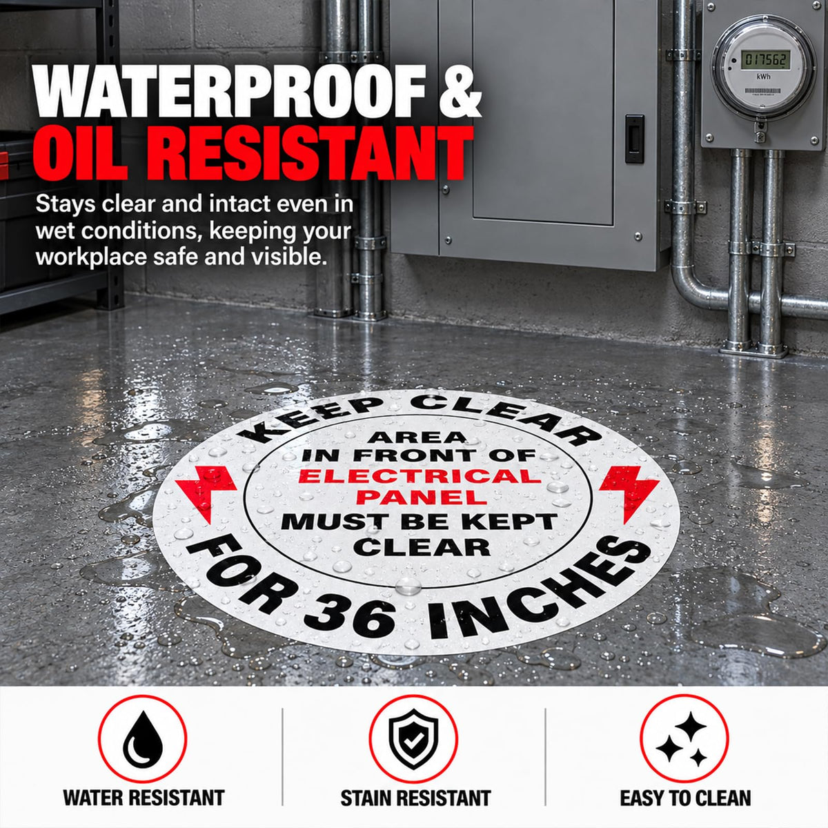 5 Pack 17" Keep Electrical Panel Clear Anti-Slip Floor Stickers