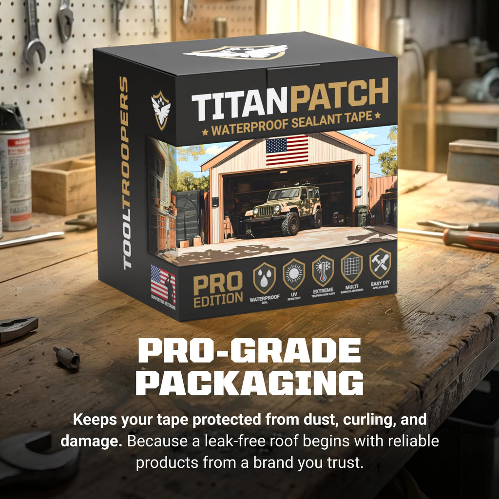 TITANPATCH PRO Waterproof Sealant Tape – Black 4" x20' – Stops Leaks Fast & Stays Sealed for 15+ Years – Sticks to RVs, Roofs, Pools, Boats, Gutters – Built for Harsh Weather (-40°F to 190°F) 4" x 20ft