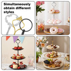 9 Sets 3 Tier Tray Hardware Kit Cake Stand Hardware for DIY Serving Stand, Tiered Plate with Round Crown Sunflower Style in Gold Silver Black, Heavy Metal Fittings for Dessert Cupcake Fruit Tray