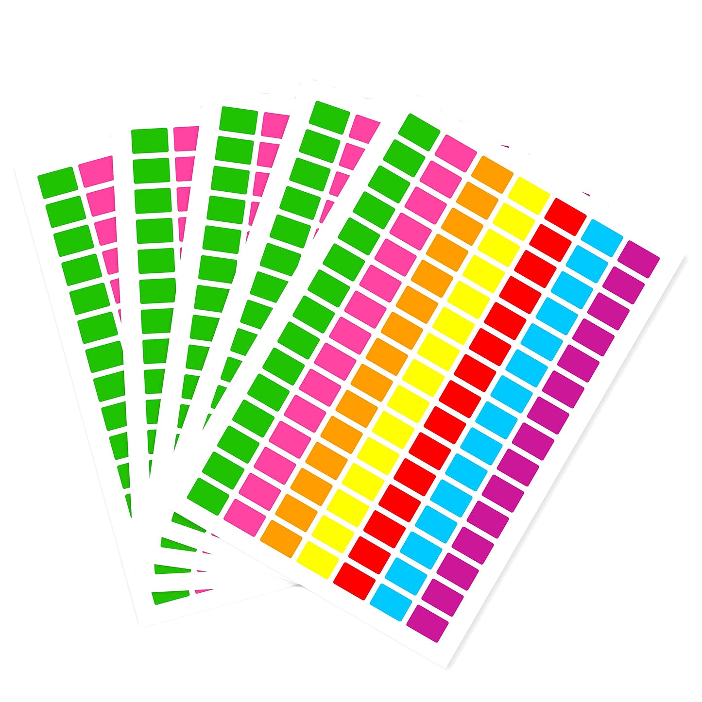 PARLAIM Rectangle Color Coding Labels, 3/4" x1/2" Rectangular, 7 Multi Bright Colors 1575PCS Square Code Sticker 7 Colors