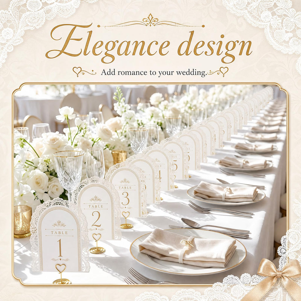 Sawysine Wedding Table Numbers 1-20 with Gold Holders, Classic 20