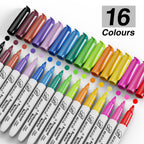 Buecs Permanent Markers, 96 Count Fine Point Permanent Markers, 16 colors, Waterproof & Smear Proof Markers, Quick Drying, Office Supplies for School, Office, Home