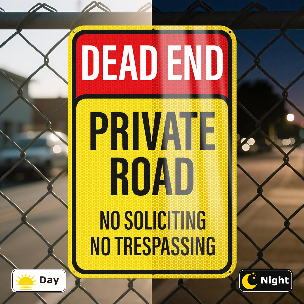 2 Pack Dead End Private Road Sign 18" × 12" Rust Free Aluminum