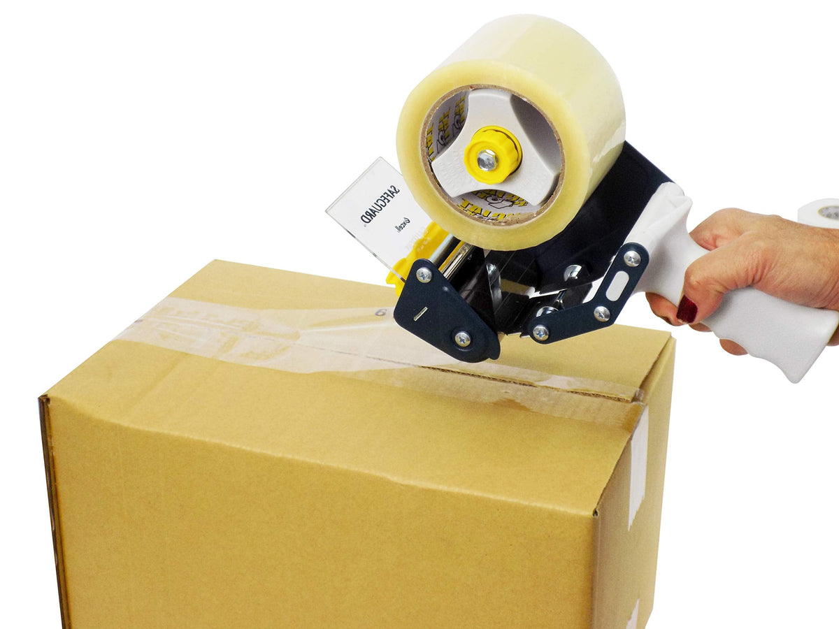 WOD Metal Frame Handheld Carton Sealing Tape Gun Dispenser with Adjustable Brake - Fits Tape 3 inch Wide - Industrial Packaging Tape Gun for Shipping, Moving, & Box Sealing For tape up to 3" wide