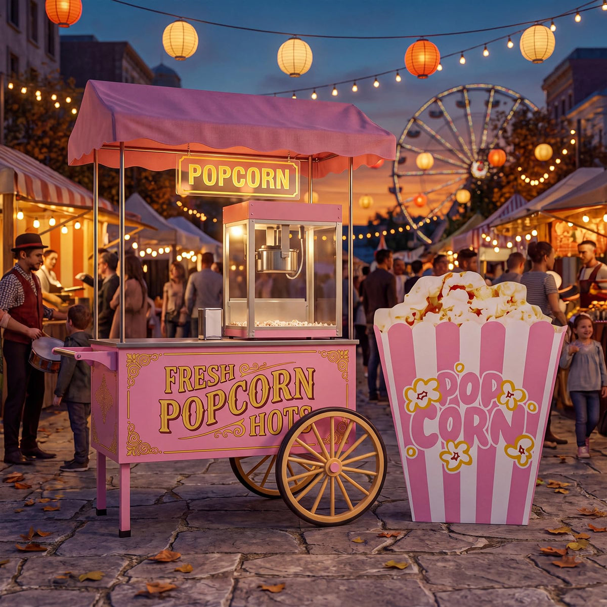 1 Pack 3.3 ft Giant Popcorn Box Cardboard Stand, Pink 1