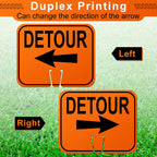 Geetery 6 Pcs Traffic Cone Arrow Signs 10.4"x 12.6" Reversible Orange Road Signs Bulk Road Closed Cone Top Traffic Warning Directional Left Right Arrows Sign for Outdoor Construction (Detour) Detour