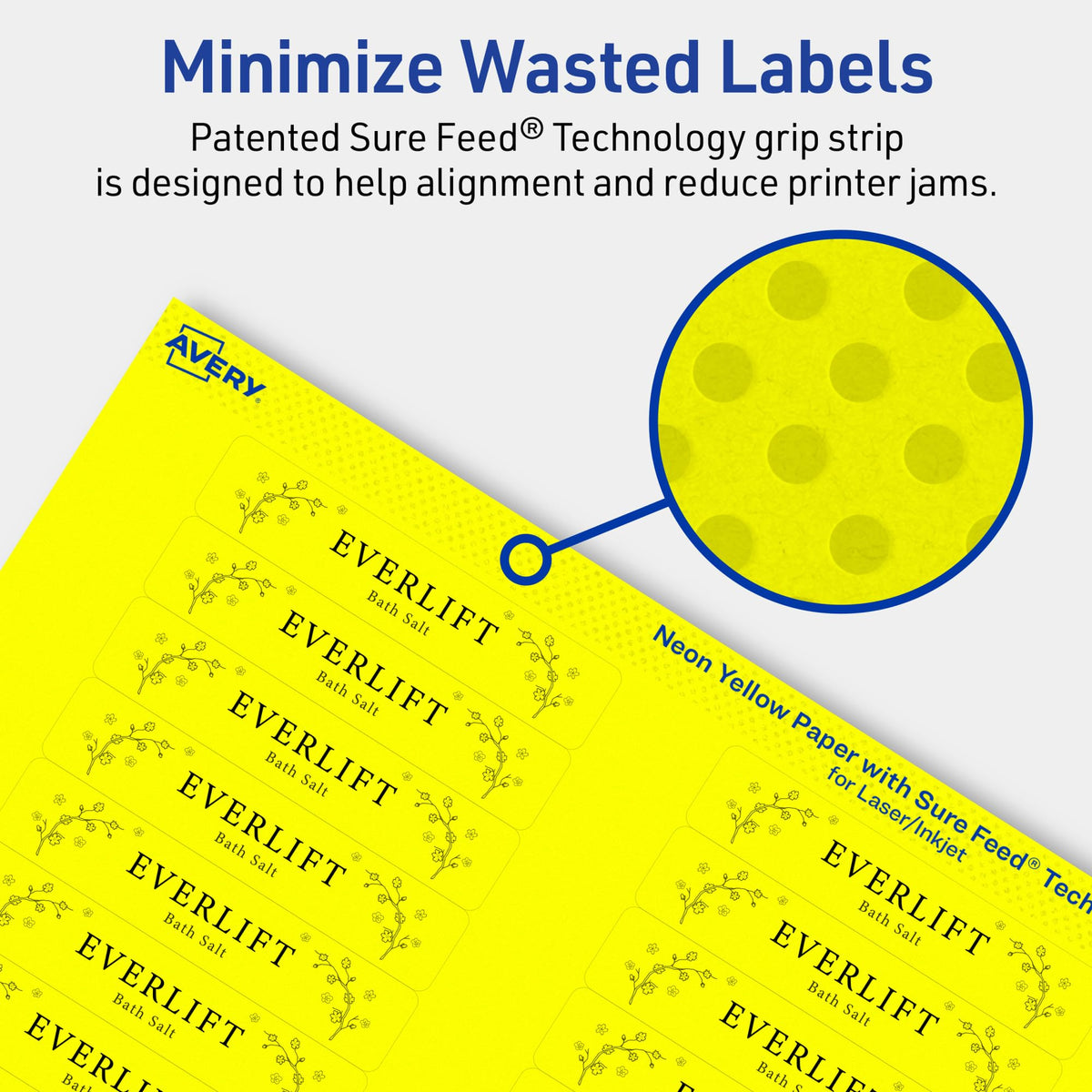 Avery® Printable Rectangle Labels, Sure Feed® Technology, 5/8" x 3", Neon Yellow Labels, Laser/Inkjet Printable, 640 Total, Great for Mailing and Packaging 640 labels