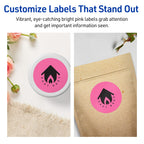 Avery Printable Round Labels, Sure Feed Technology, 2-3/4" Diameter, Bright Pink Labels, Print-to-The-Edge, Laser/Inkjet Printable, 240 Total, Great for Soaps and Packaging 240 labels