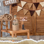 Havawish 10 Set Wooden Cowboy Boot Place Card Holder with Cards, Dark Brown
