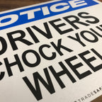 TRADESAFE Chock Your Wheels Sign, Aluminum Notice Sign Drivers Chock Your Wheels