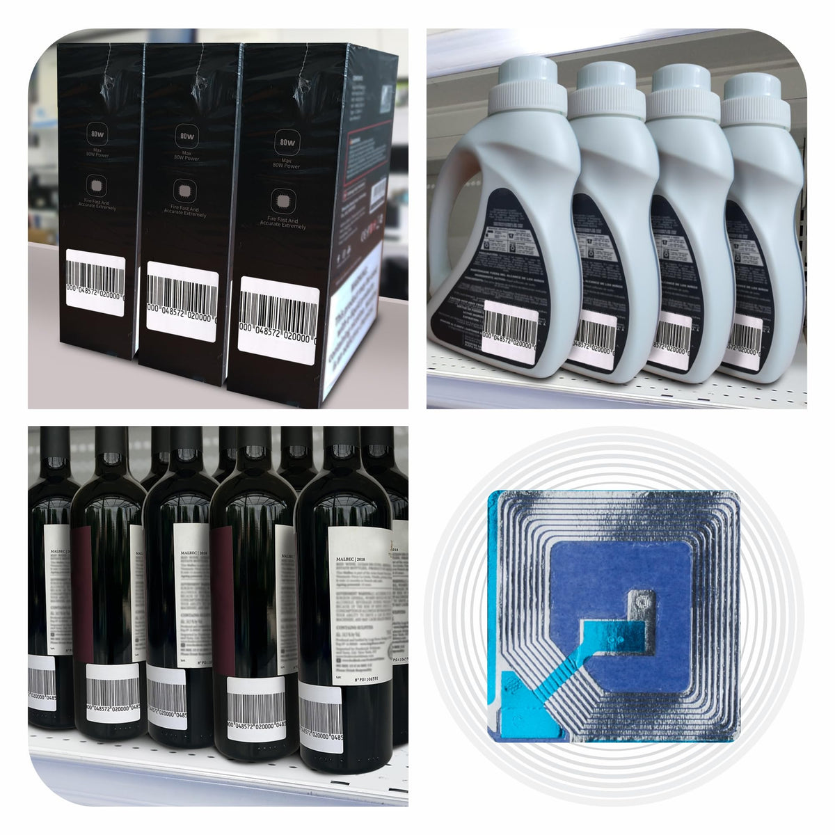 1000 Paper Security Labels 1.5 X 1.5 Inch RF 8.2Mhz White w/Fake Barcode Checkpoint Compatible – Effective Anti-Theft Labels for EAS Loss Prevention Systems by Bullseye Protection 1,000 Security Labels 1.5 x 1.5 Inch