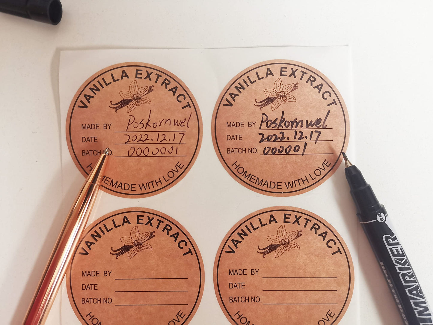 2 Inch 300 PCS Vanilla Extract Labels for Homemade Bottles, Kitchen Pantry, Jar - Stickers for Handcrafted Vanilla