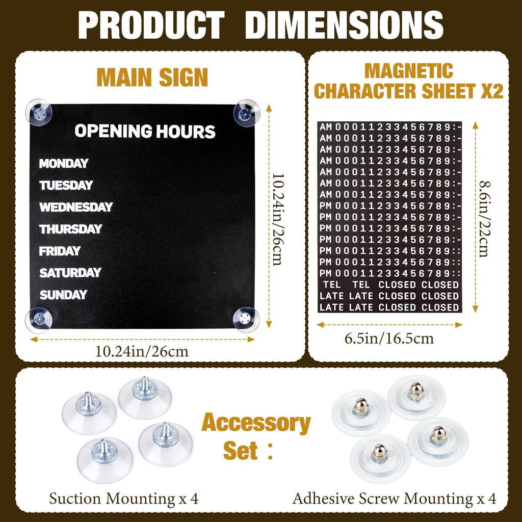 Magnetic Business Hours Sign for Glass Doors,Store Opening Hours Board Reusable Changeable Open Closed Schedule Sign with 2 Magnetic Number for Shop Cafe Salon Office BLACK-Business