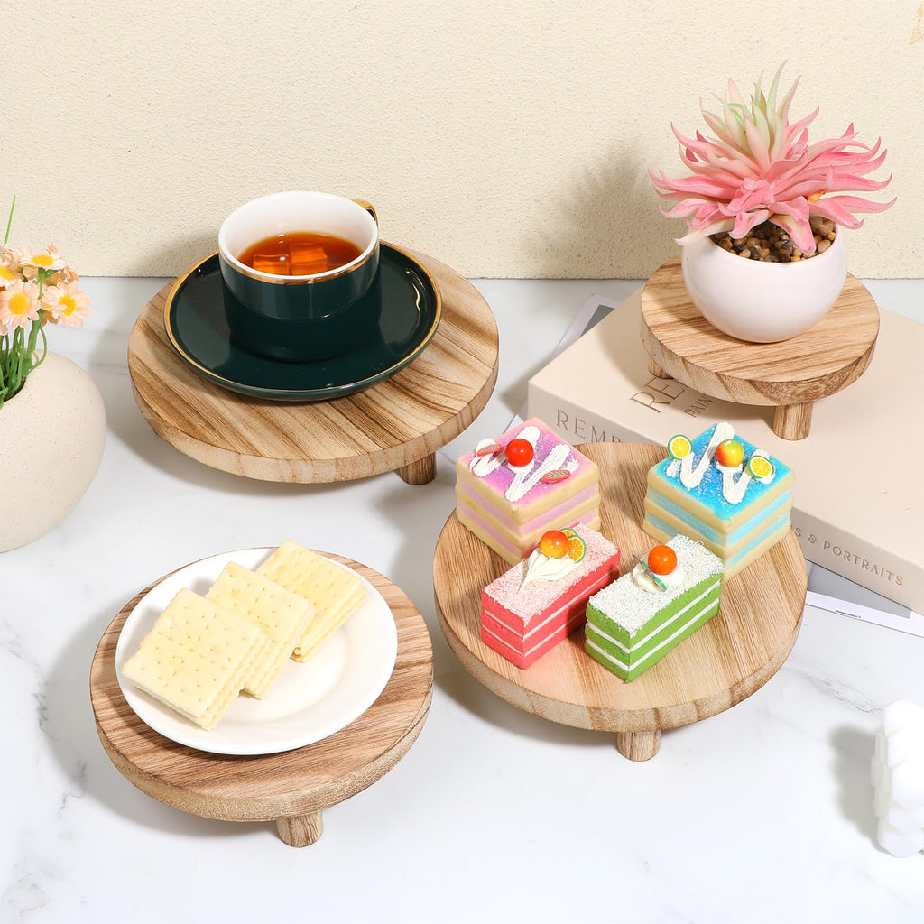 4 Pcs Wooden Risers Display Stands 5", 6", 7", 8", Brown