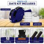 Perco Lite 1 Line Date Gun Kit for Retail Business – Includes 2 White Rolls, 4 Rolls of Best By Labels, Gun Clip & Ink Rollers – Pre-Loaded w Labels & Ink