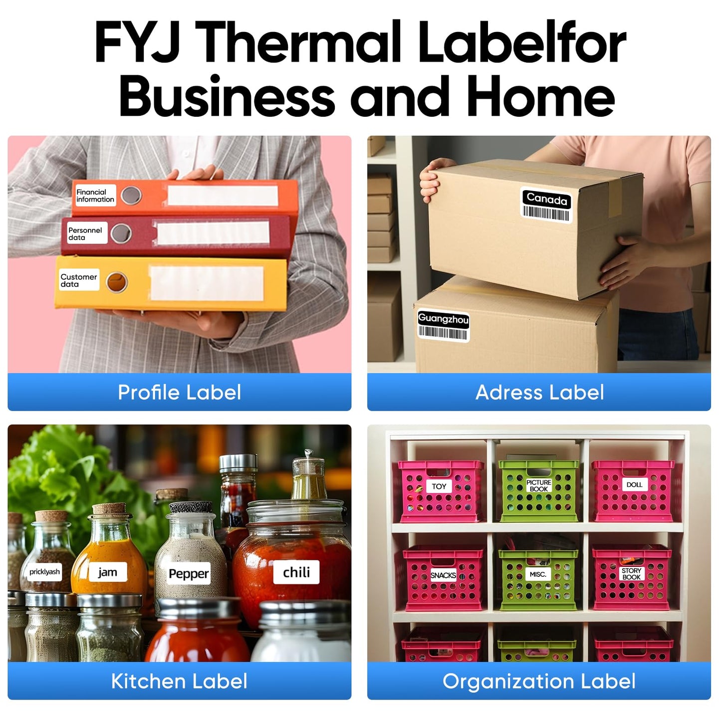 FYJ Thermal Printer Labels,1.57'' x 1.18'' (40x30mm) Thermal Sticker Label,Waterproof,Multi-Purpose Label Tape,3 Roll of 300 Self-Adhesive Thermal Paper